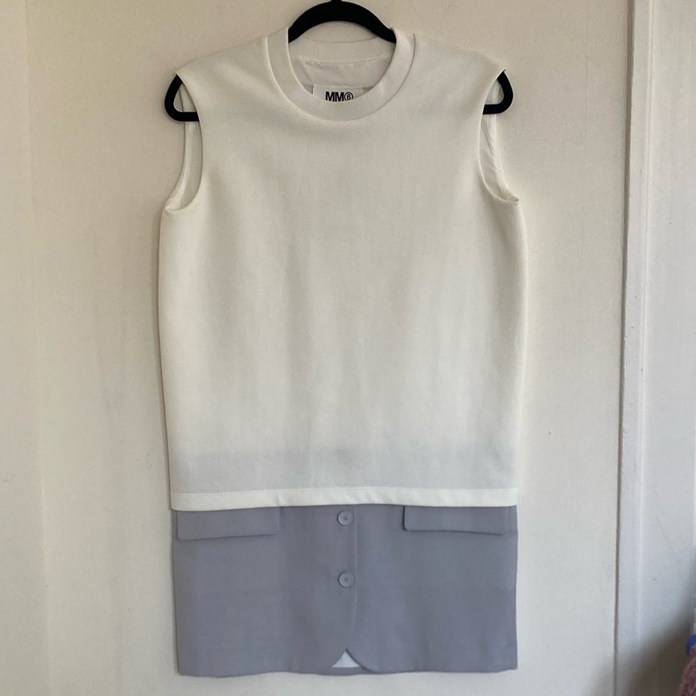 NWT MM6 Womens Suit Dress XS Drop Waist Boxy Quite Luxury Soft Grunge Crewneck